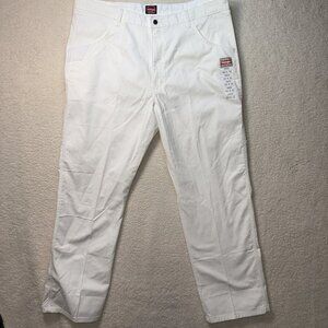 Wrangler Workwear Painters Pants Relaxed Fit Men's Size 42x32 White Tool Pockets